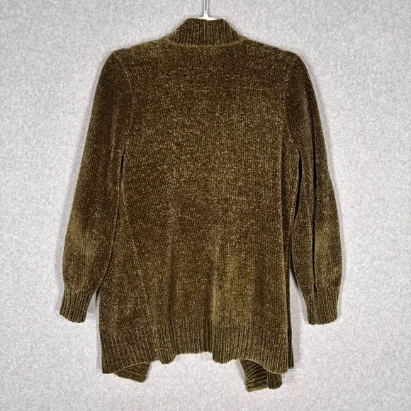 LOFT Cardigan Sweater Small Green Chenille Soft Comfy Cozy Artsy Retro Career - Picture 8 of 9